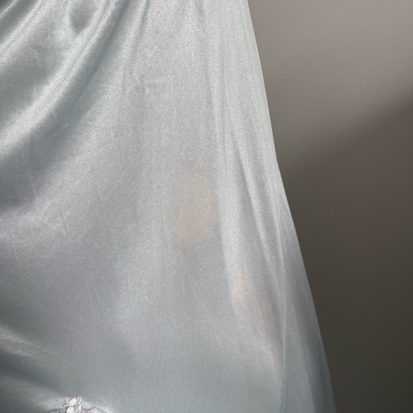 Vintage satin lace slip dress pastel blue babydoll nightgown coquette fairy XL - Picture 8 of 13